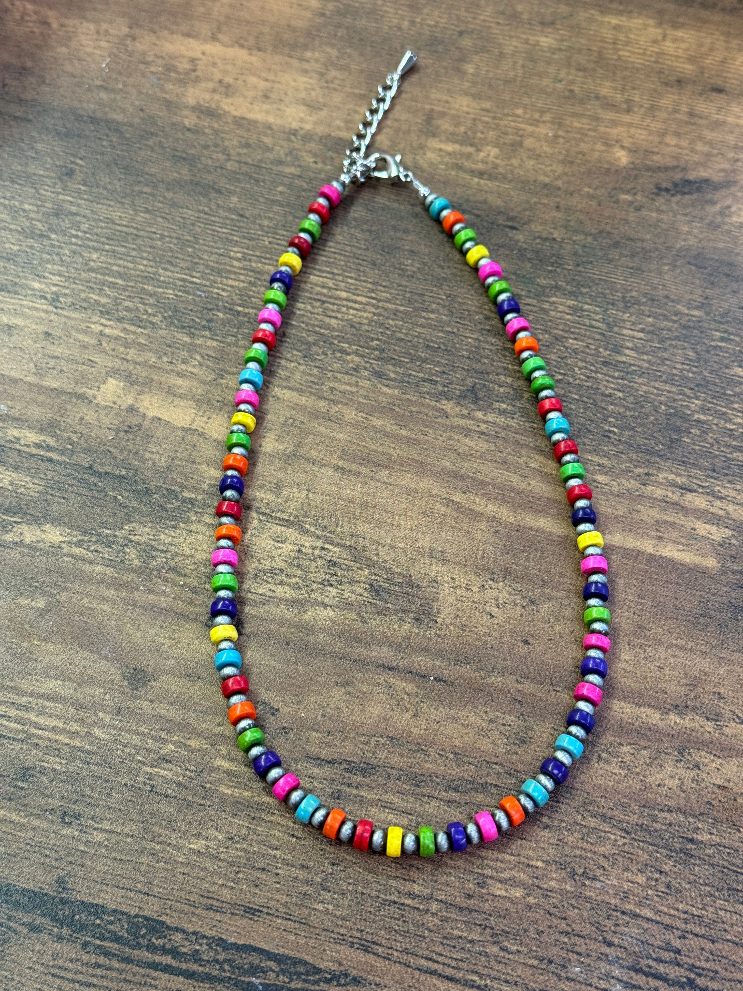 Multicolor Heishi Stone Navajo Style Beaded Necklace