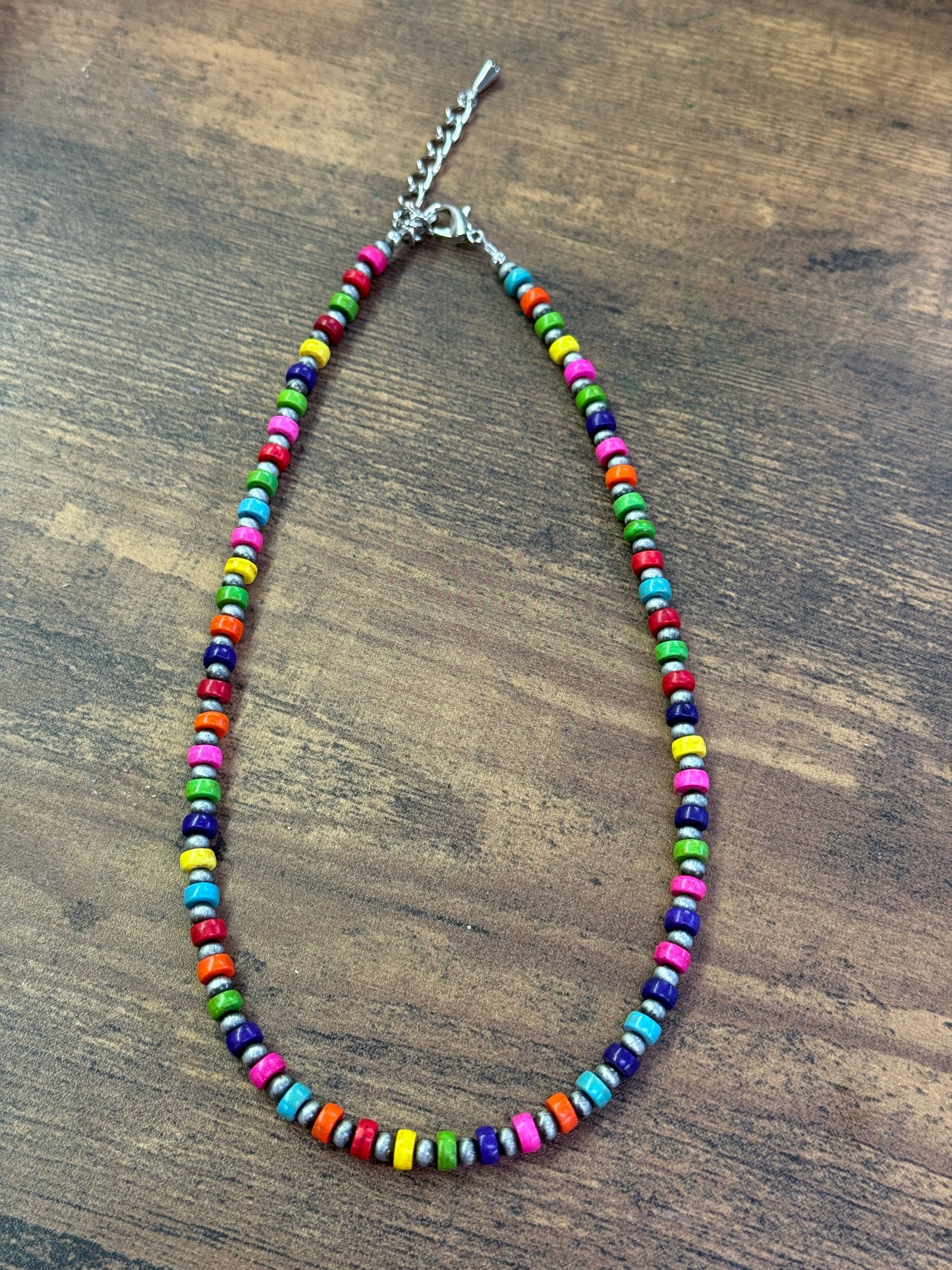 Multicolor Heishi Stone Navajo Style Beaded Necklace