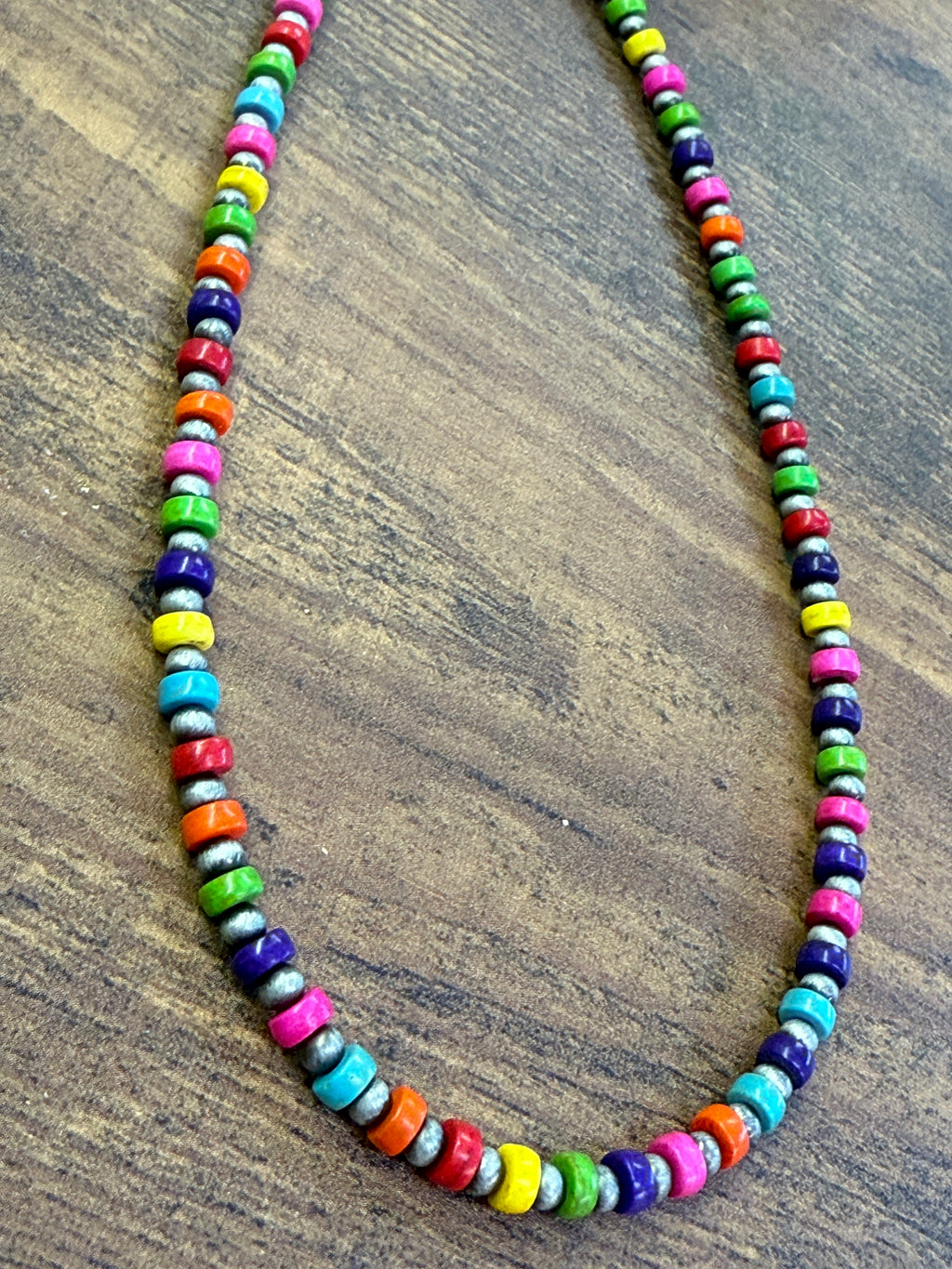 Multicolor Heishi Stone Navajo Style Beaded Necklace