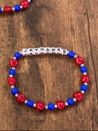 Red and Blue ROCKCHALK or JAYHAWKS Bracelet