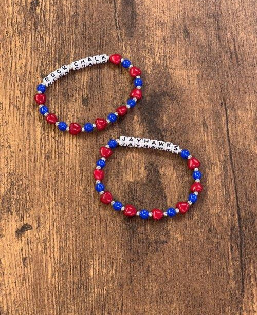 Red and Blue ROCKCHALK or JAYHAWKS Bracelet