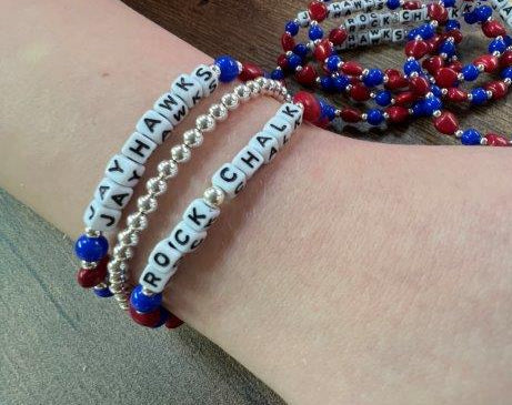 Red and Blue ROCKCHALK or JAYHAWKS Bracelet