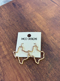 Gold Hammered Texas Outline Earrings