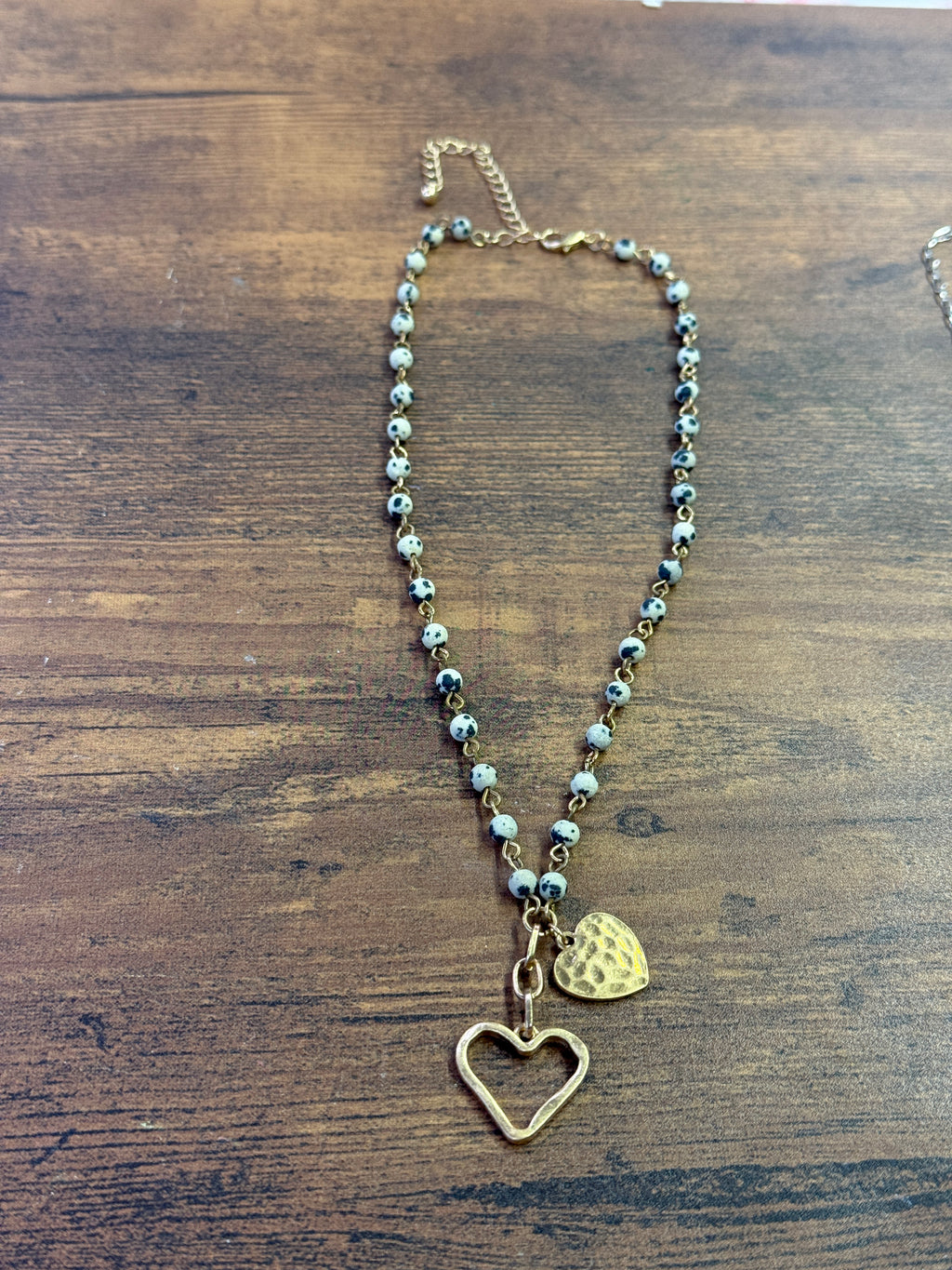 Jasper Beaded Heart Pendant Necklace