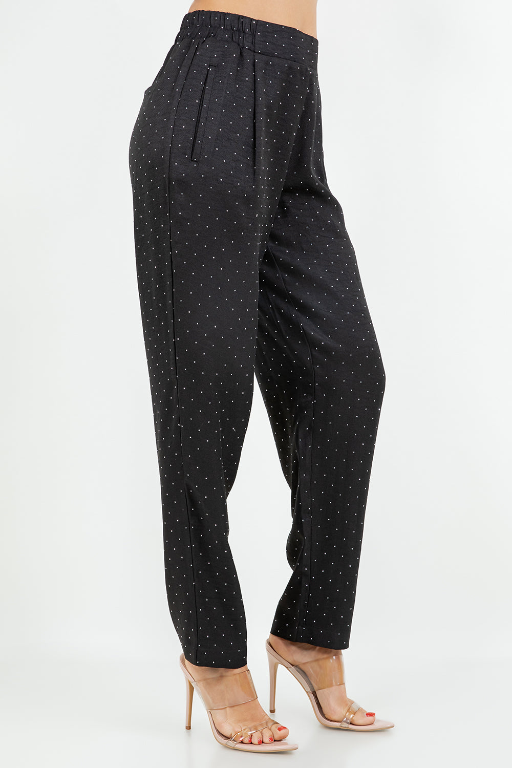 Black High Waist Sparkle Holiday Pants