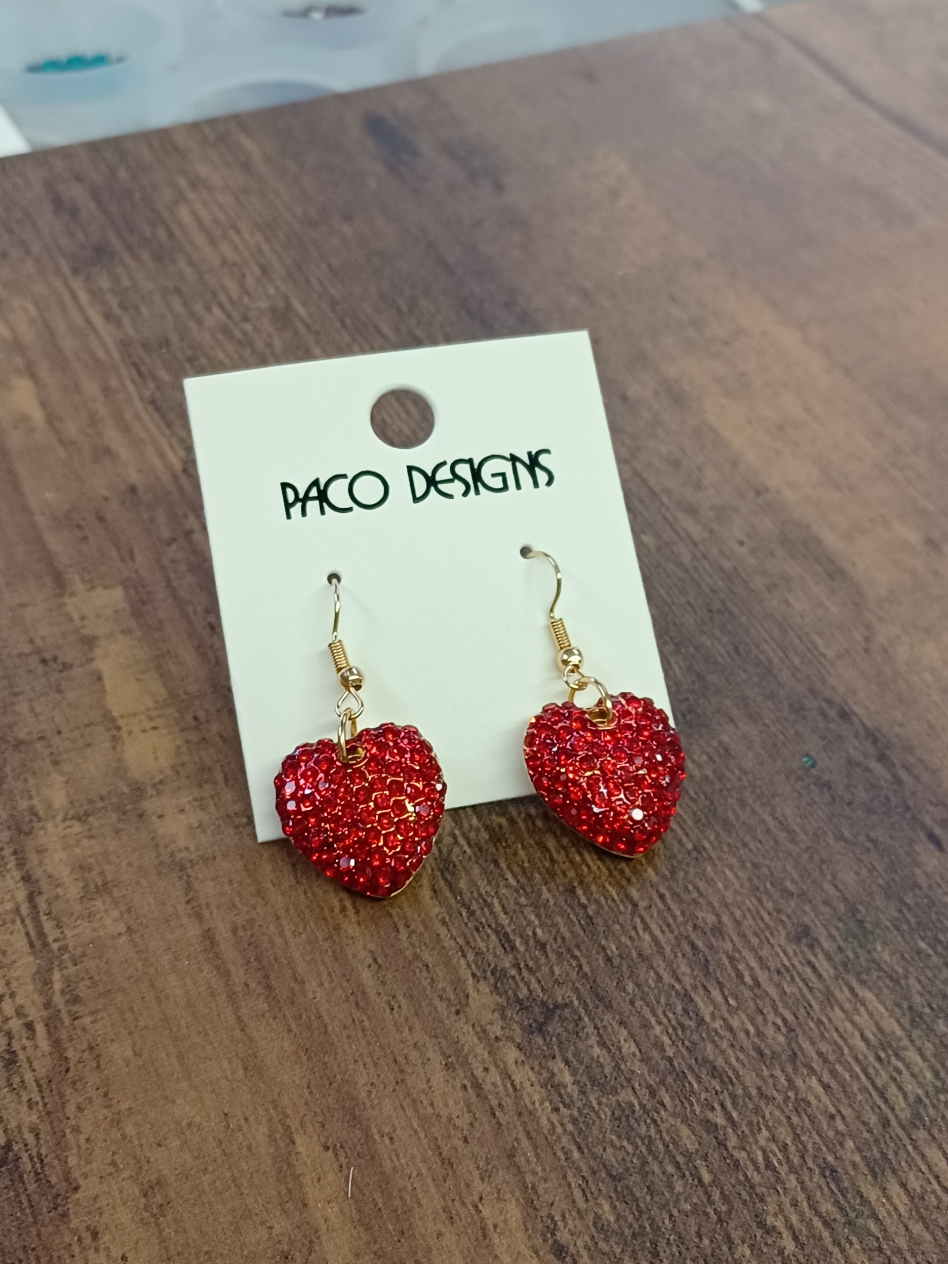 Red Rhinestone Heart Shaped Earrings