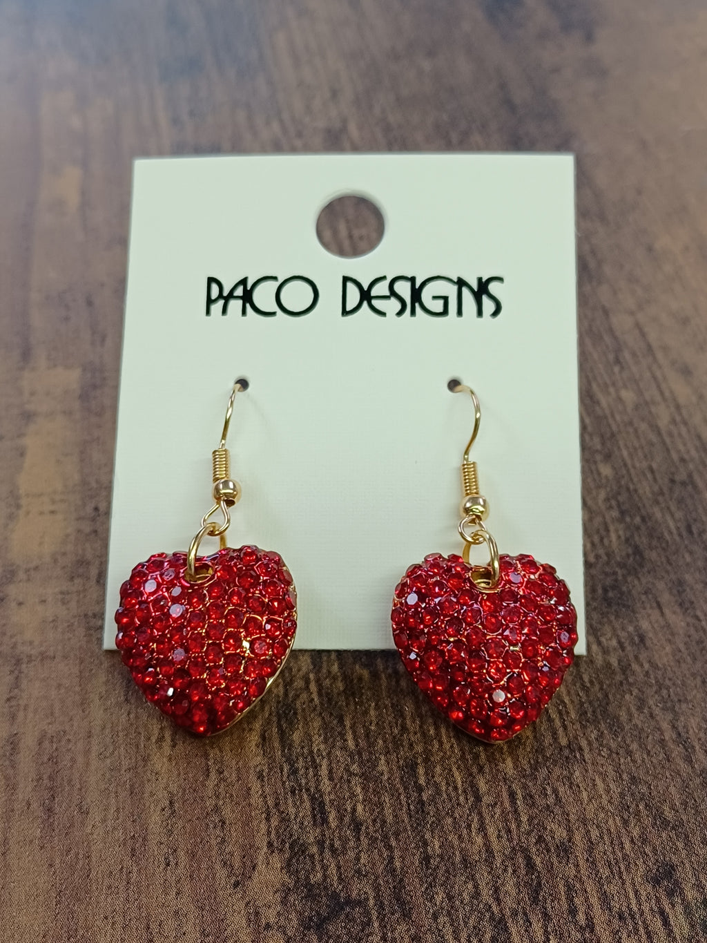 Red Rhinestone Heart Shaped Earrings