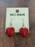 Red Rhinestone Heart Shaped Earrings
