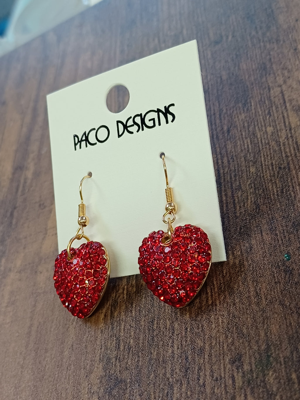 Red Rhinestone Heart Shaped Earrings