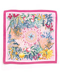 Pink Border Floral and Fruit Printed Silky Bandana Head Scarf