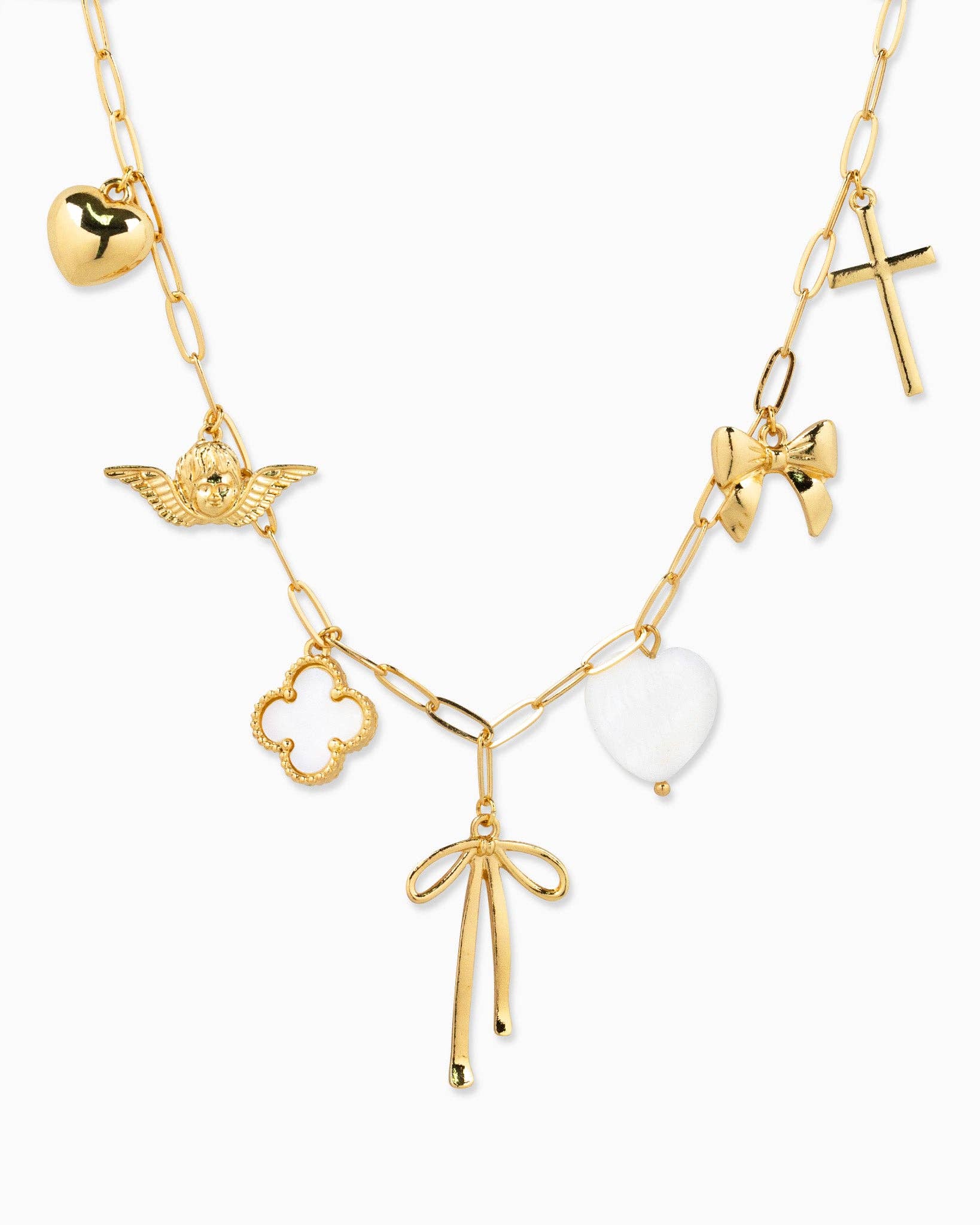 Chunky Bow Multi Gold Charm Necklace