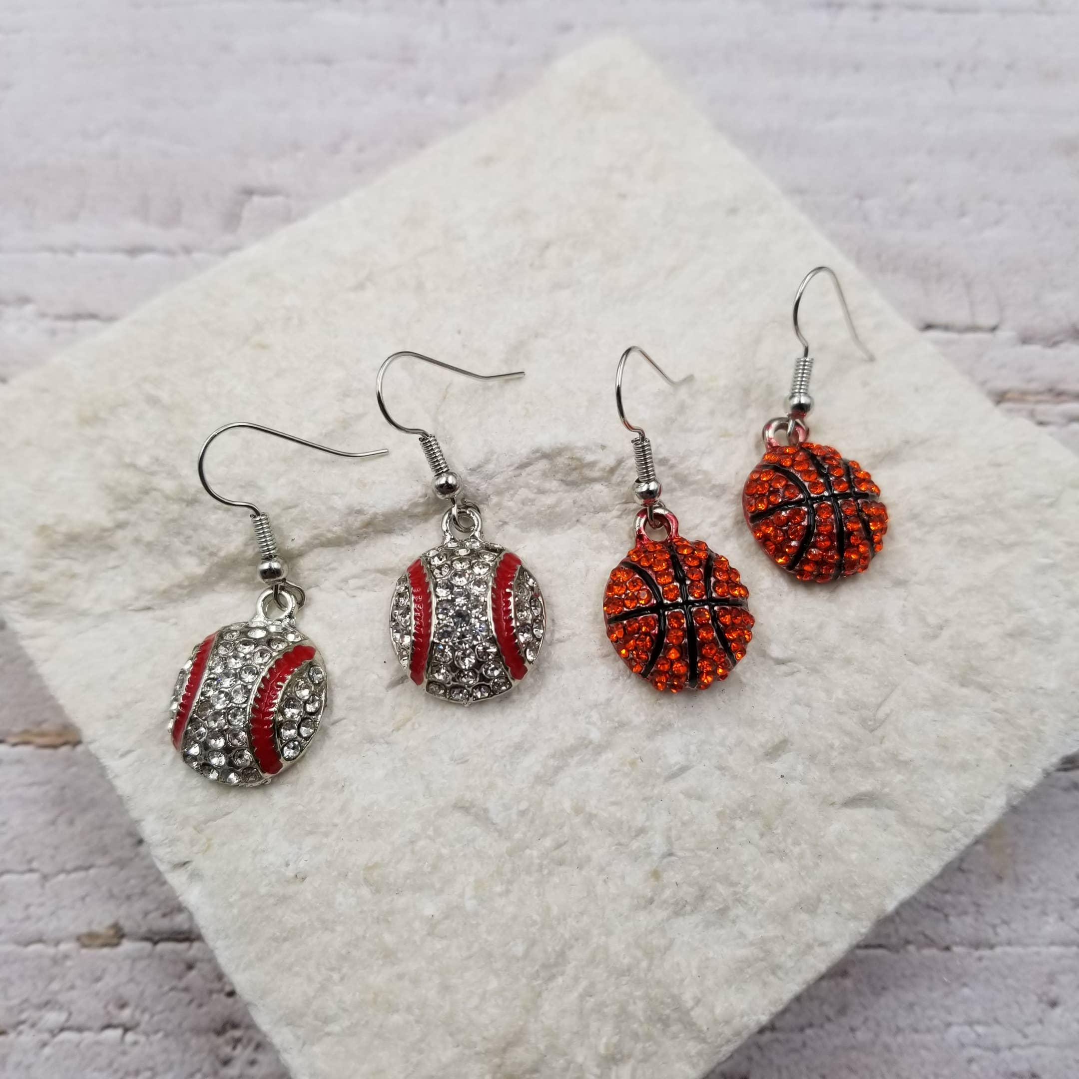 Baseball & Basketball Rhinestone Earrings