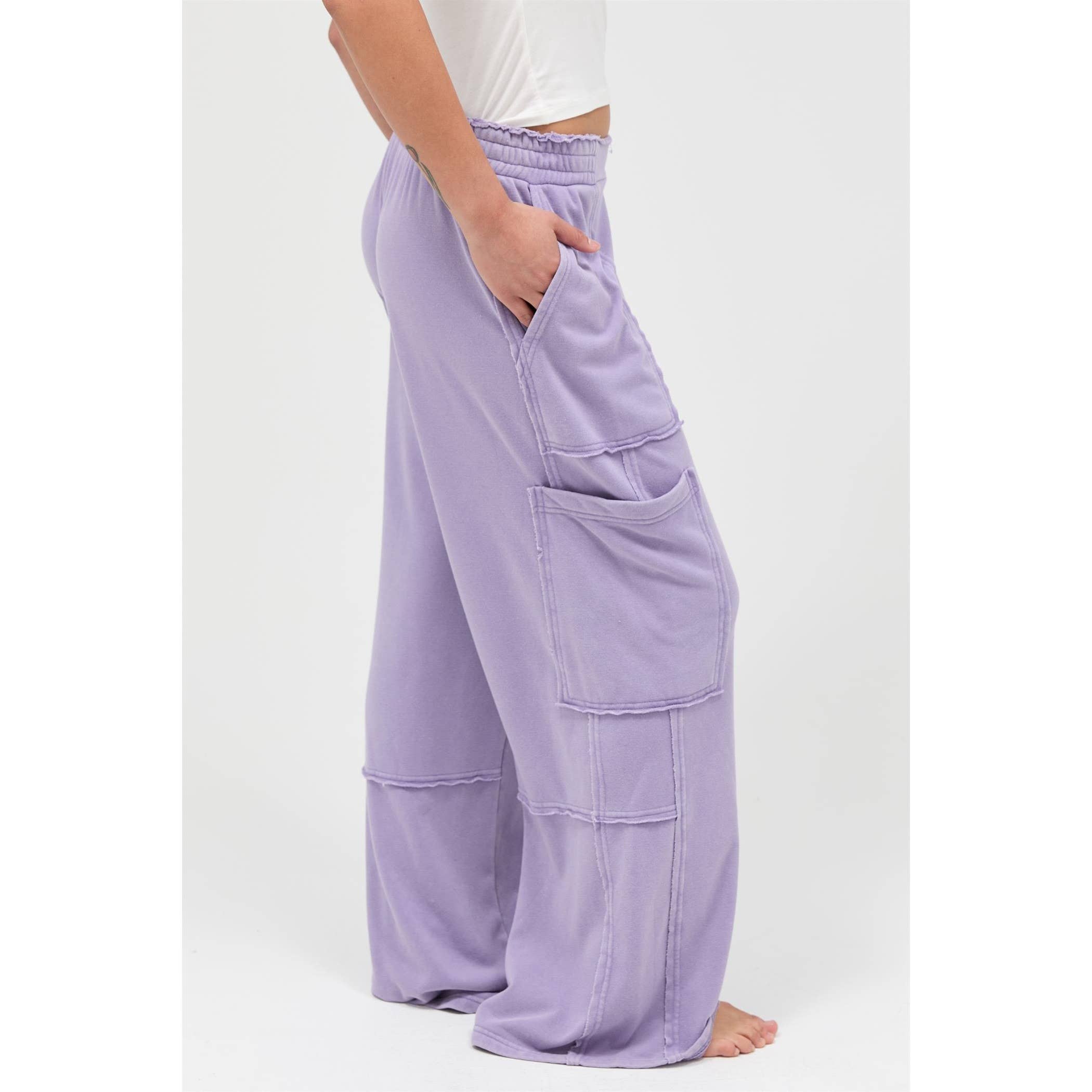 Mineral Wash Wide Leg Cargo Pants