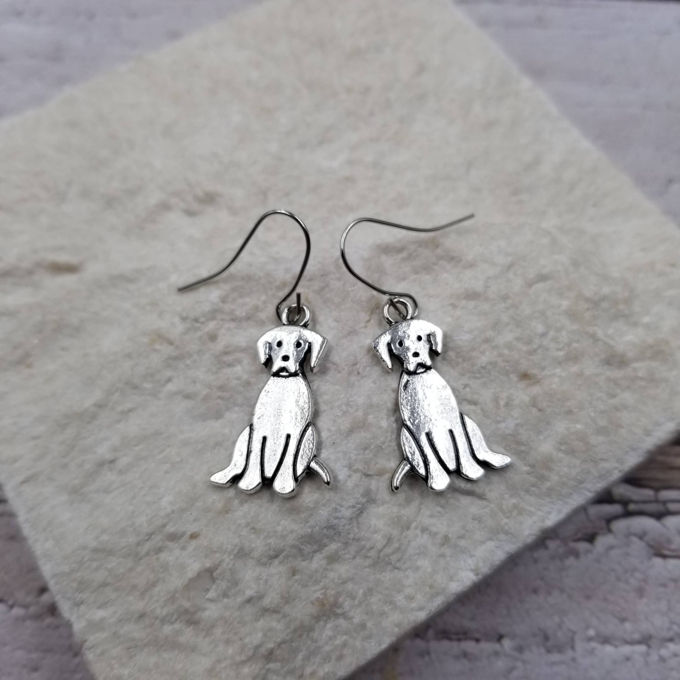 Silver Cute Dog Earrings