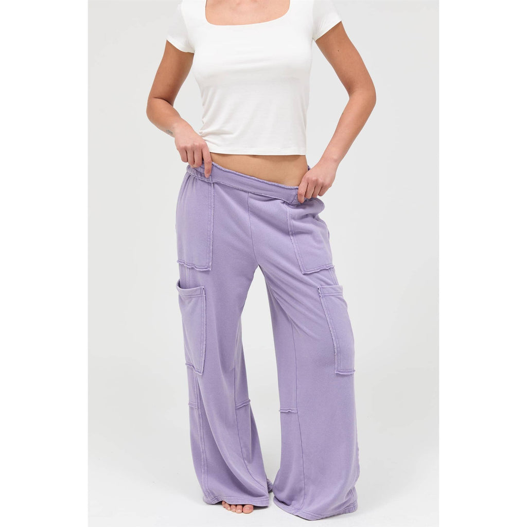 Mineral Wash Wide Leg Cargo Pants