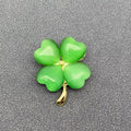 Cat's Eye Stone Design Four-leaf Clover Brooch