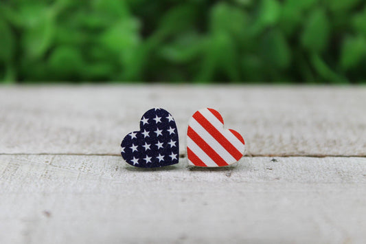 Stars & Stripes Heart Stud Earrings