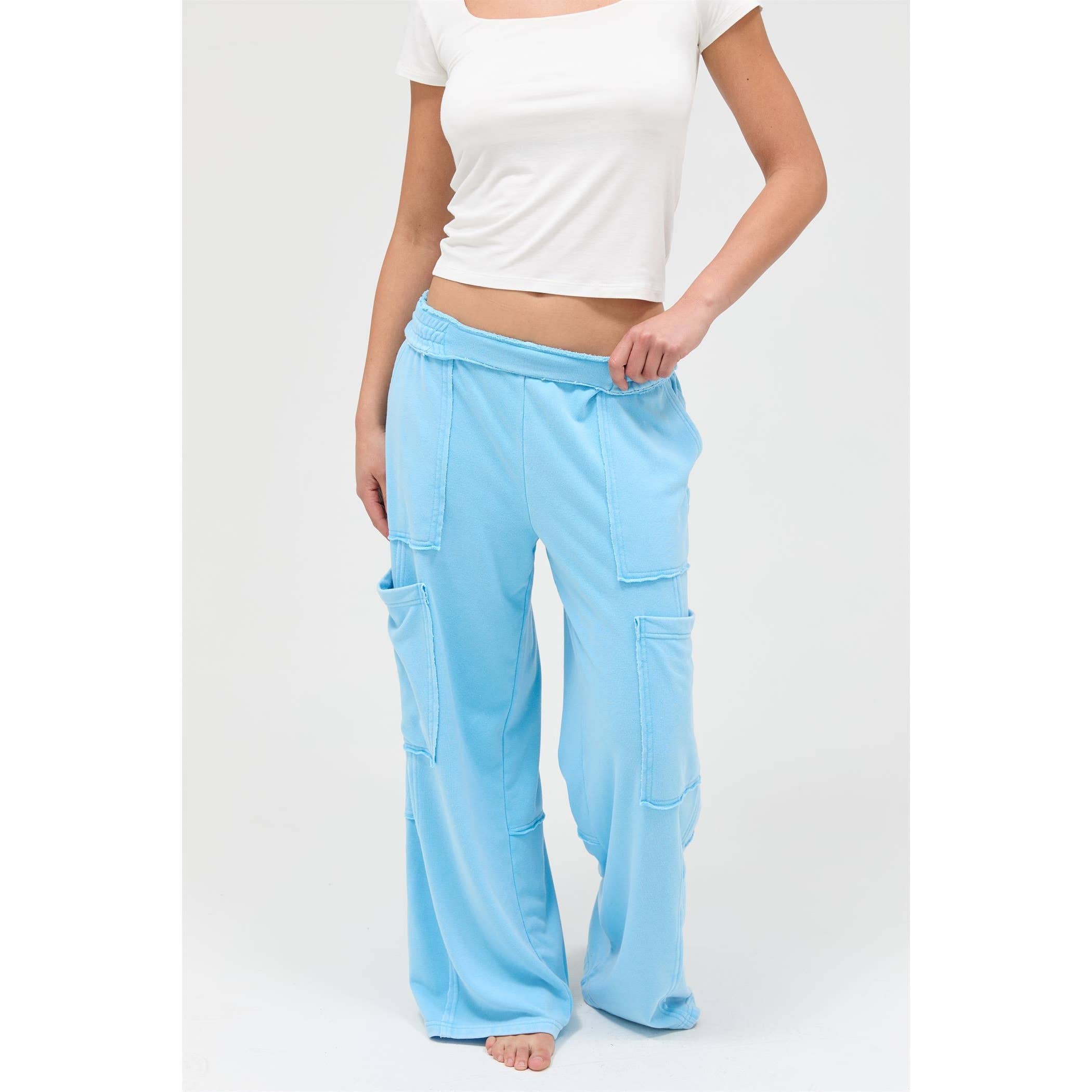 Mineral Wash Wide Leg Cargo Pants