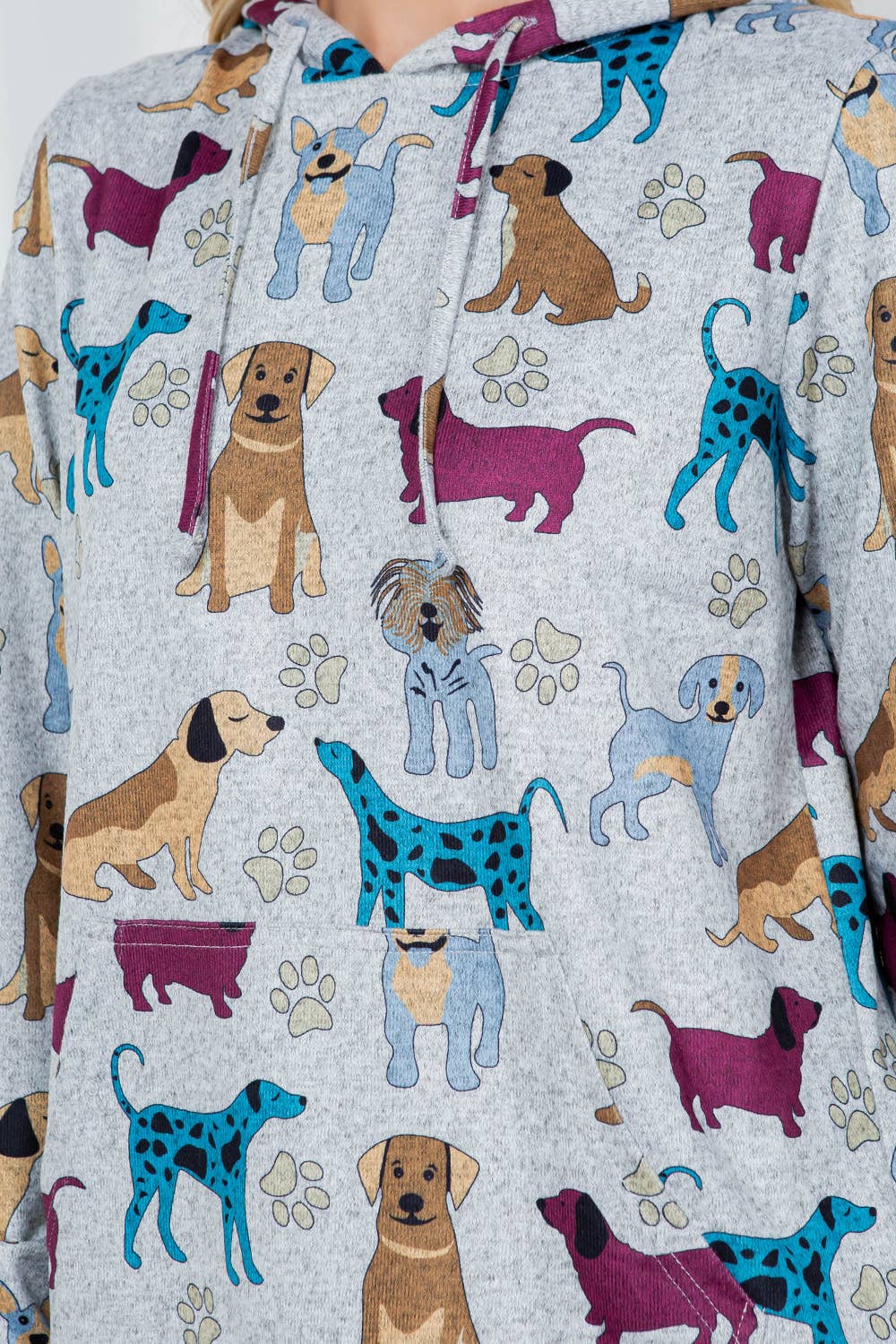 Dog Print Sweater Knit Pullover Hoodie