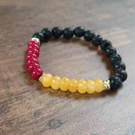 KC Chiefs Red, Yellow, and Black Magma Beaded Bracelet