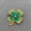 Rhinestone Four-leaf Clover Brooch