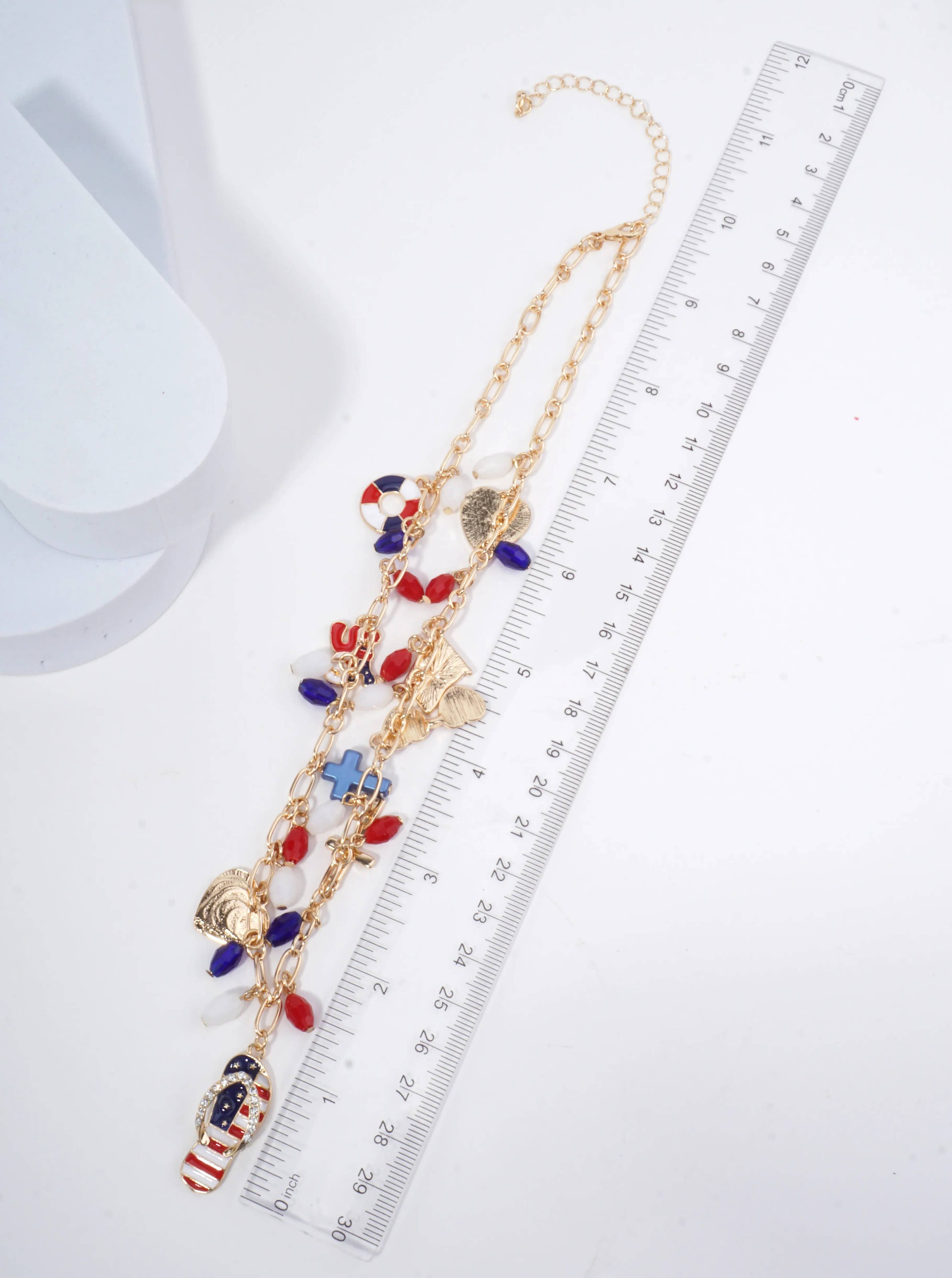 Patriotic Enameled Charm Necklace