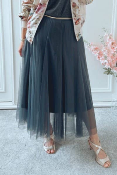 Ethereal Flowy Elastic Waist Pleated Tulle Skirt