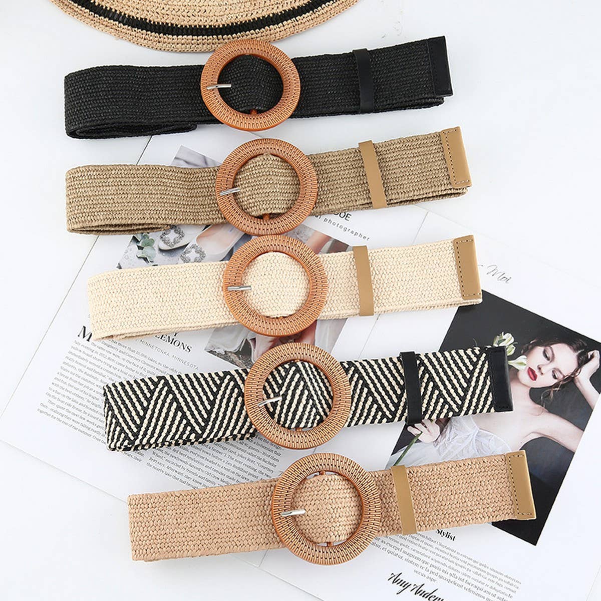 Vintage Braided Round Buckle Belts
