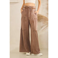 WASHED TIERED WIDE-LEG DRAWSTRING PANTS