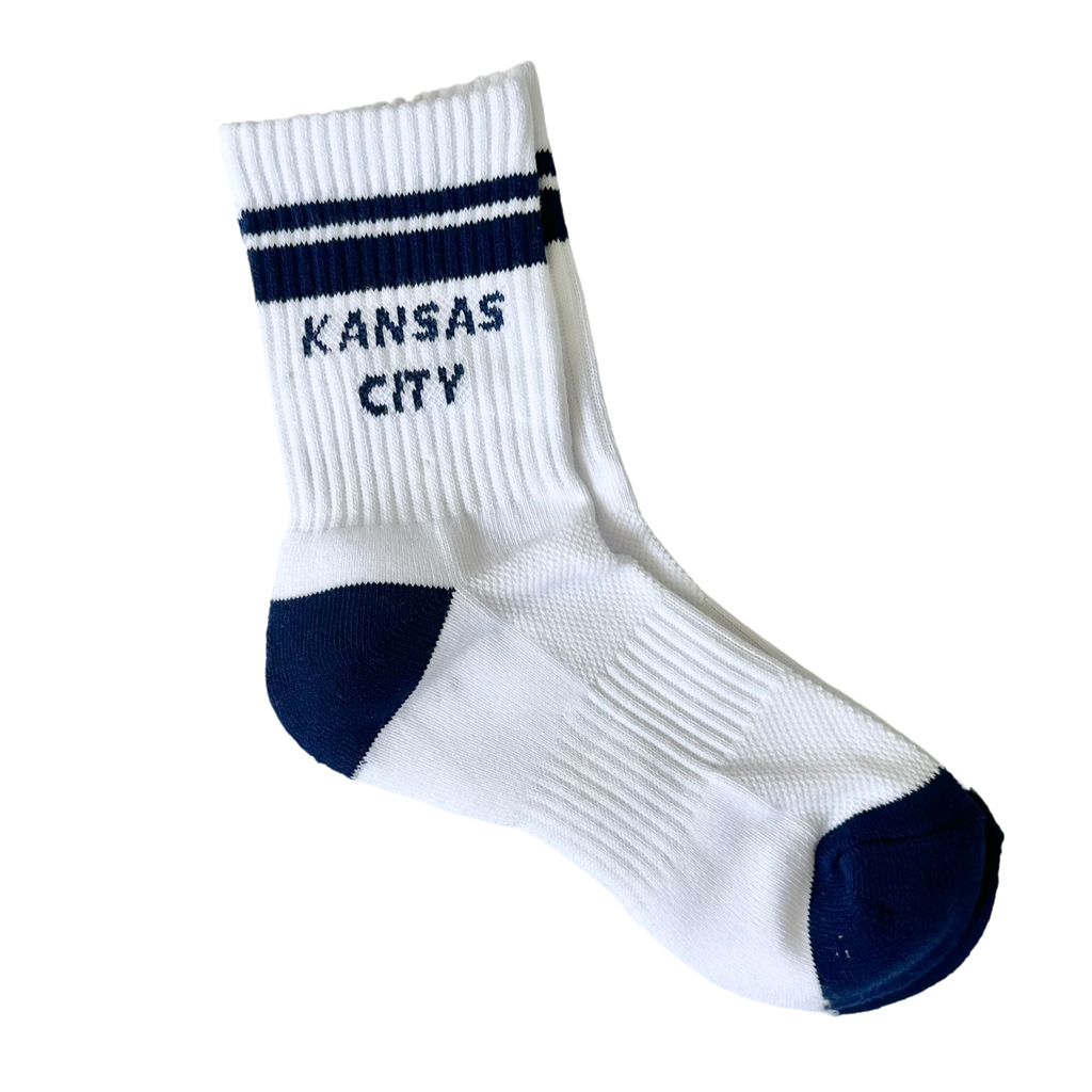 Kansas City Crew Socks - White w/ Navy