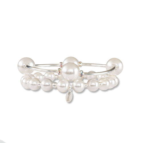 12mm Crystal White Pearl Blessing Bracelet