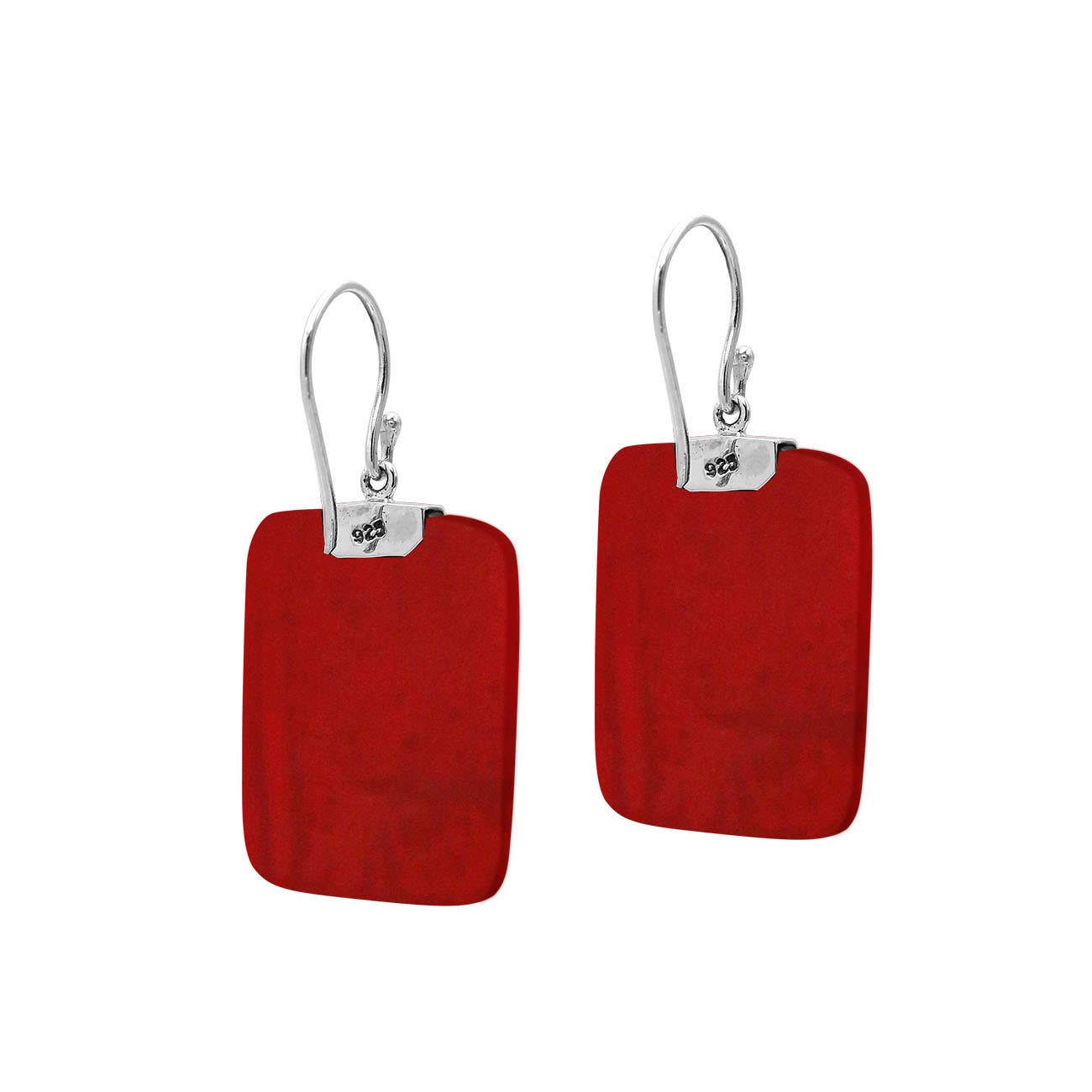 Square Coral Sterling Silver Earrings