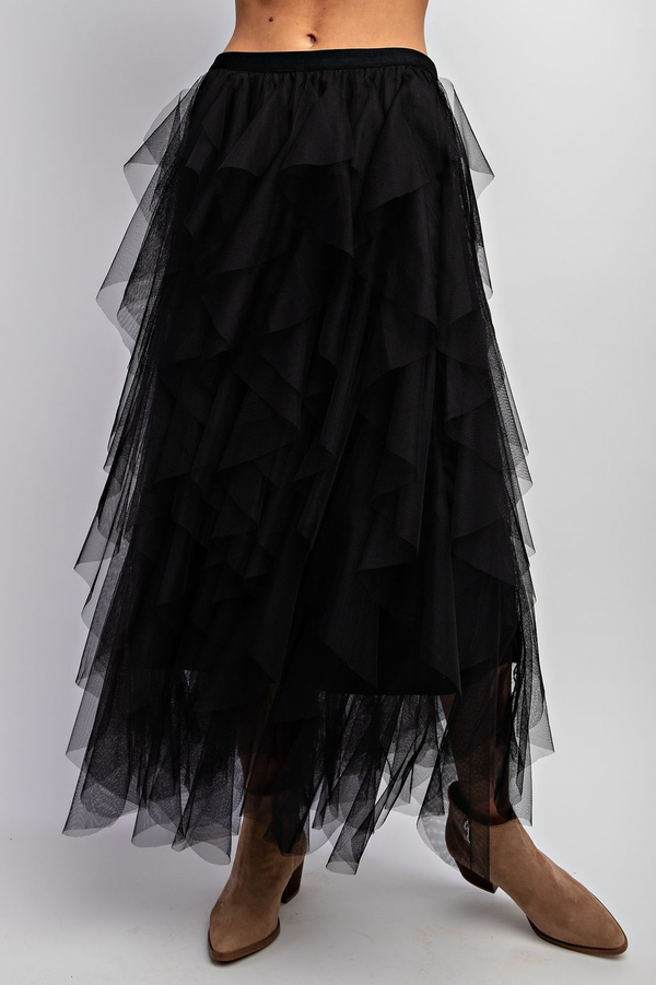 Ruffled Black Twirl Tule Skirt by Sweet Generis
