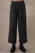 Black Plaid Printed Cargo Wide Leg Pants