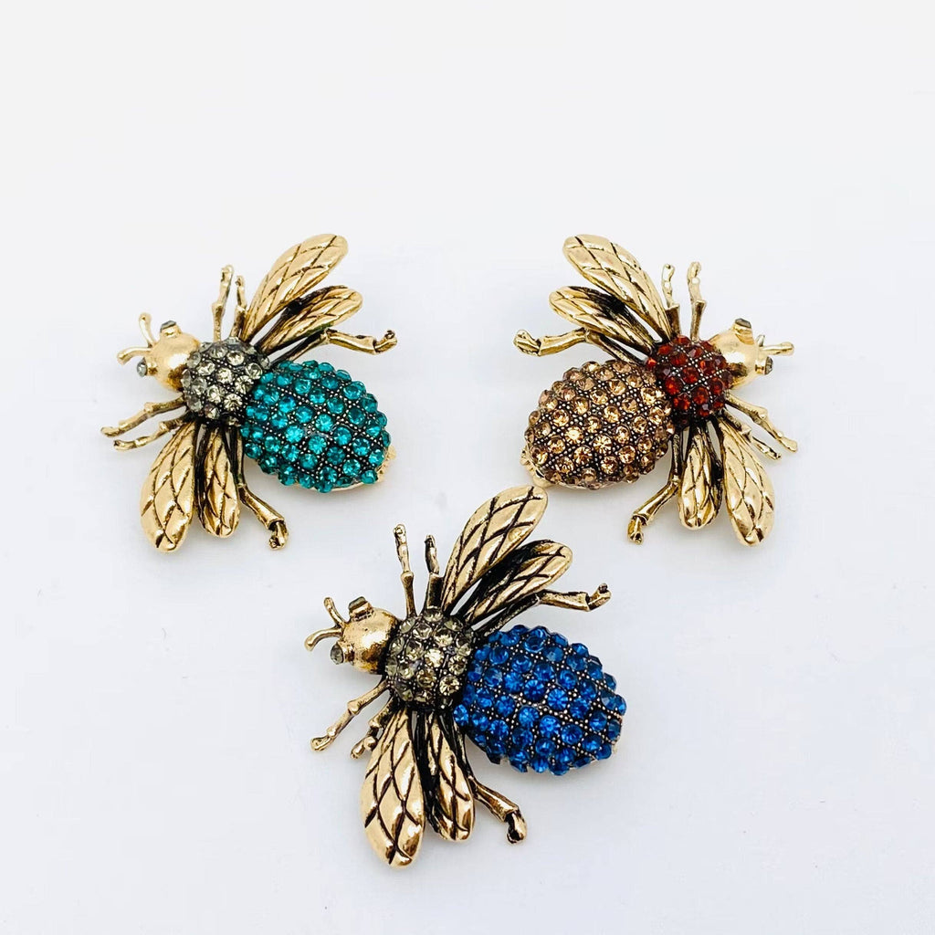 Metal Rhinestone Bee Brooch Clothes Pin