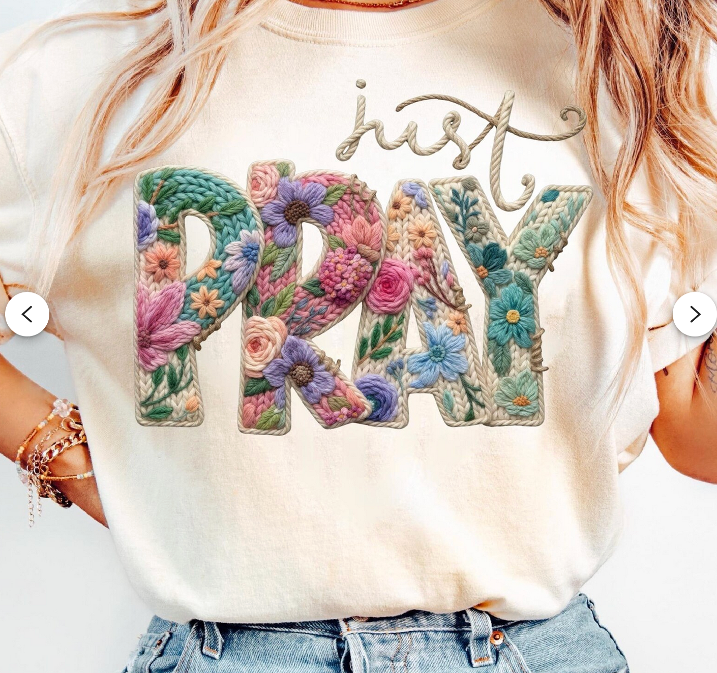 Faux Embroidered Pray Sweatshirts & T-Shirts