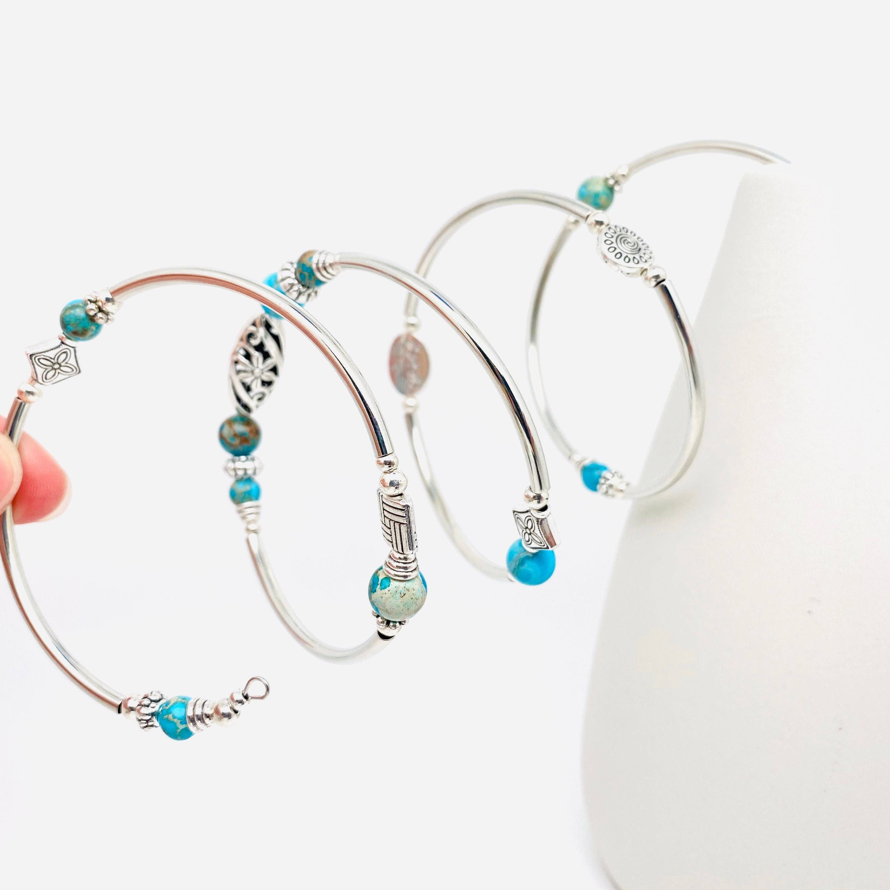 Natural Stone Wrap Beaded Bracelet Bangle