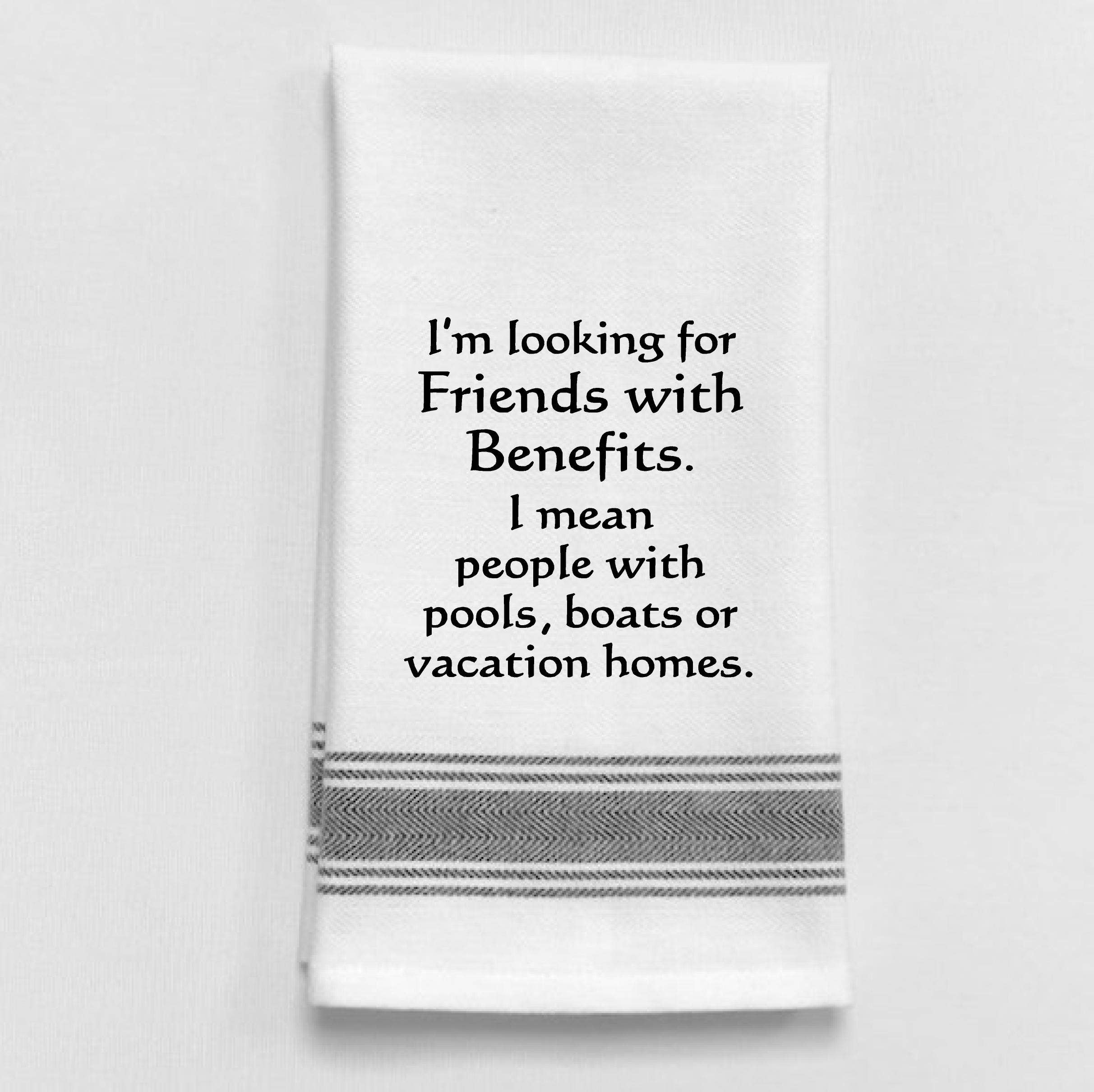 White Kitchen Towel  "I'm looking for friends..."