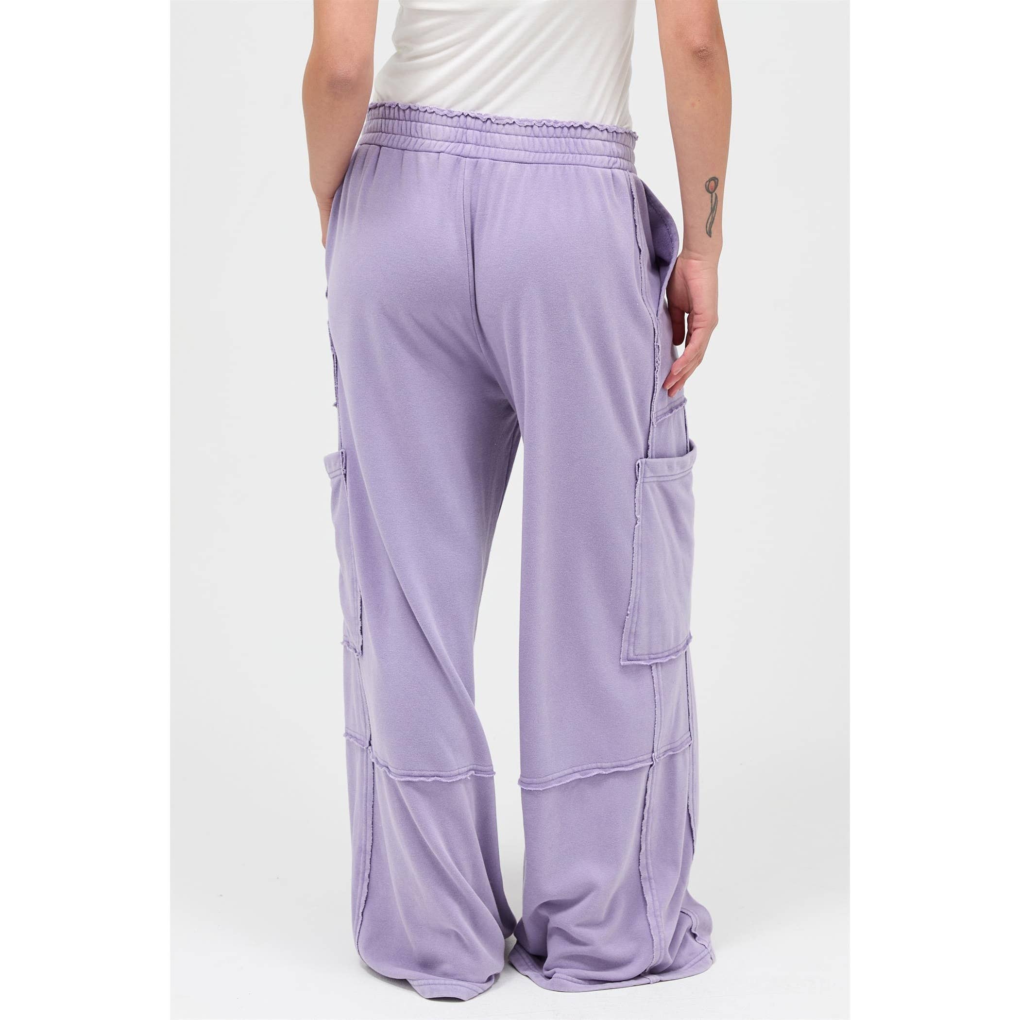 Mineral Wash Wide Leg Cargo Pants