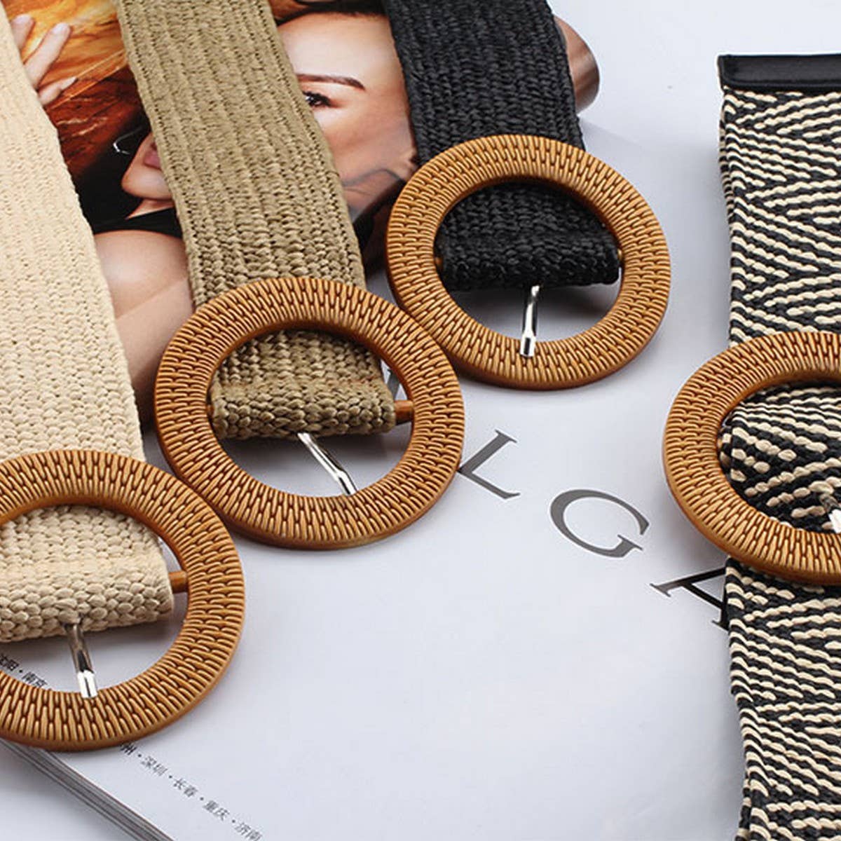 Vintage Braided Round Buckle Belts