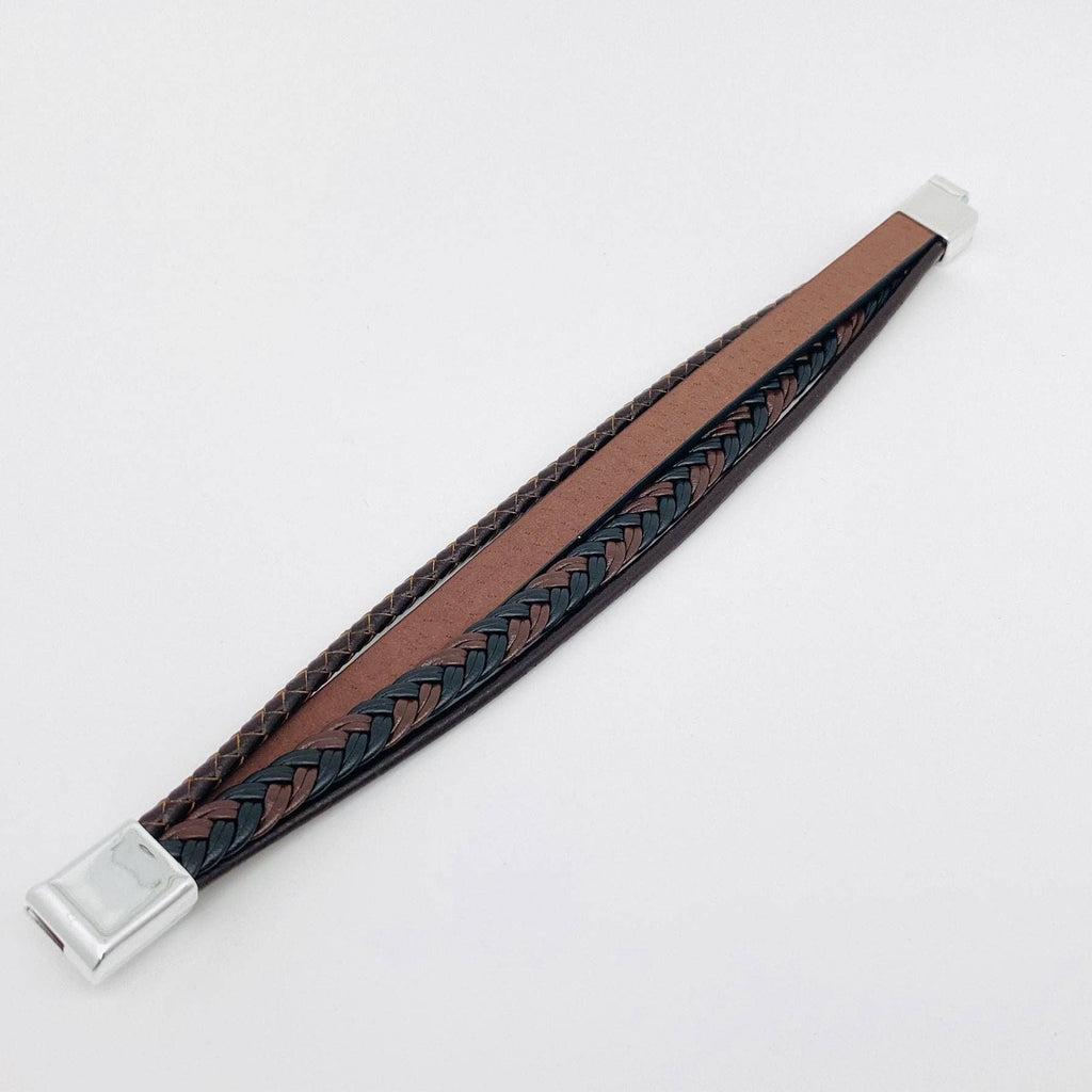 Handmade Leather Cross Men's Magnetic Buckle Bracelet -MJ/BC