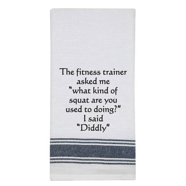 White Kitchen Towel "The fitness..."