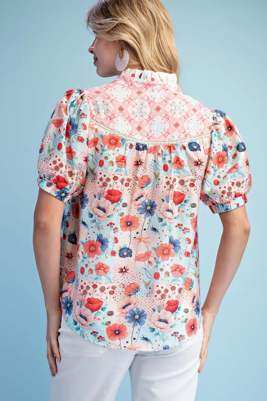 Coral Mix Print Blouse By Gigio