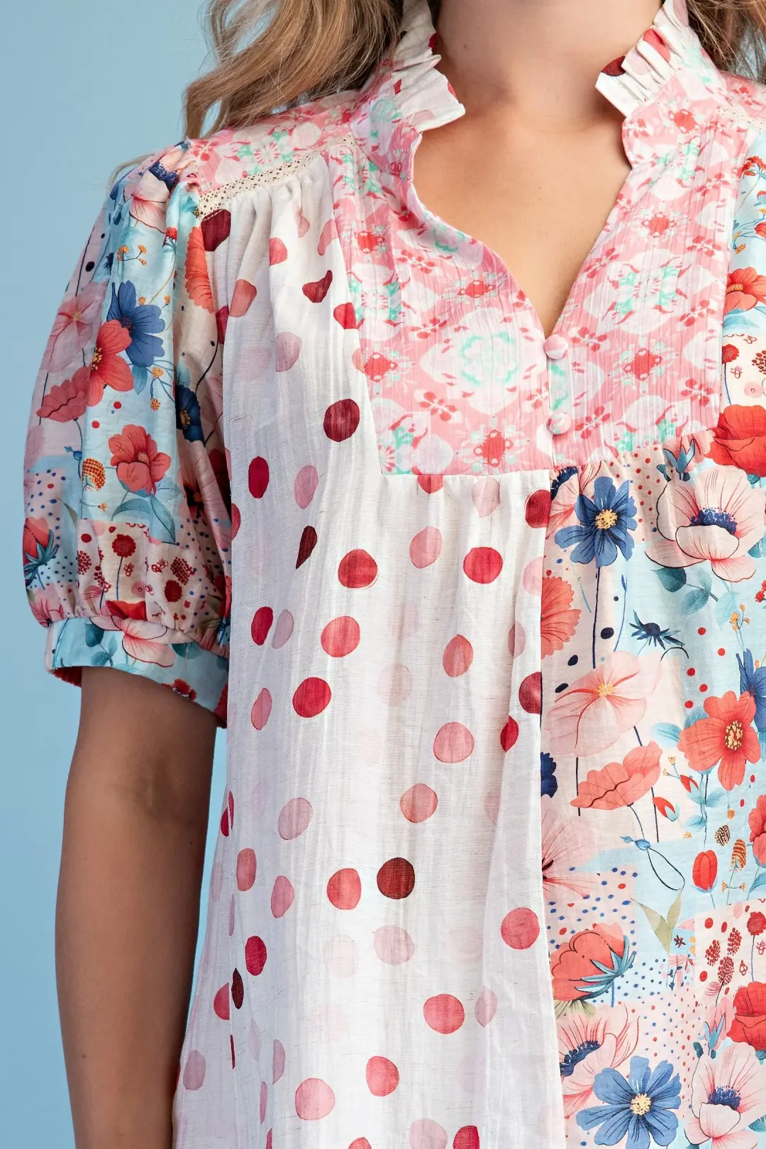 Coral Mix Print Blouse By Gigio