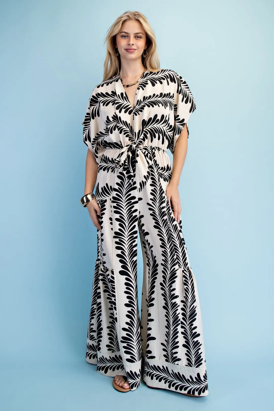 Voluminous Wide Leg Tied Back Jumpsuit by Gigio