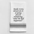 Sassy White Kitchen Towel "Inside every old person is ..."