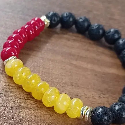 KC Chiefs Red, Yellow, and Black Magma Beaded Bracelet
