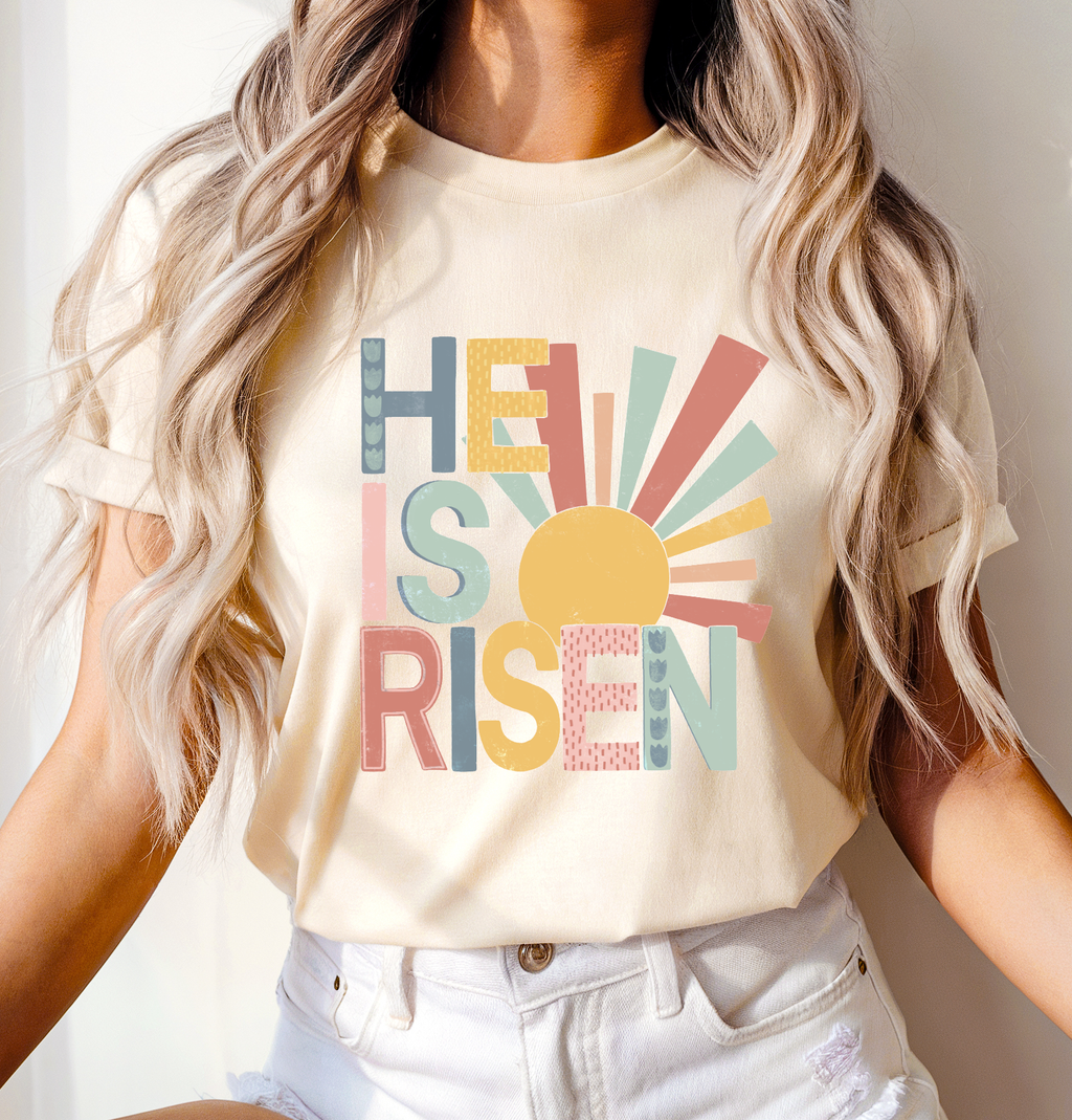 HE IS RISEN PASTEL OFF WHITE SWEATSHIRT