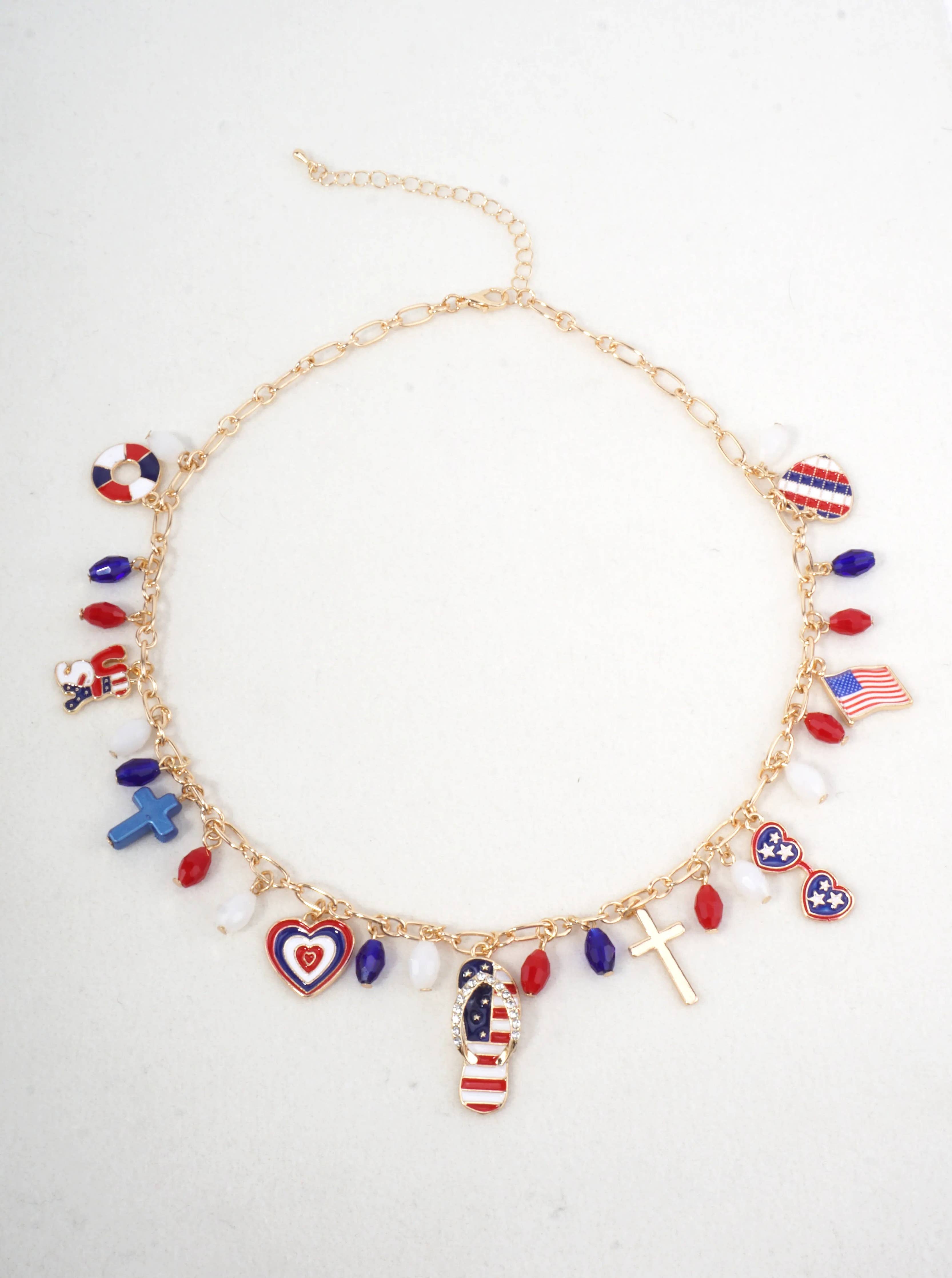 Patriotic Enameled Charm Necklace
