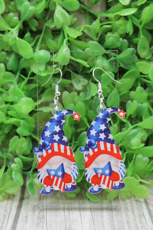 Patriotic Gnome Dangle Earrings